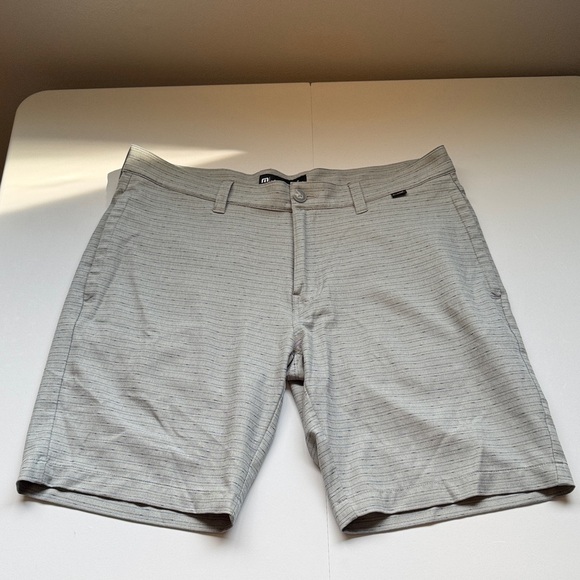 Travis Mathew Light Gray Striped Flat Front Shorts - Picture 2 of 6